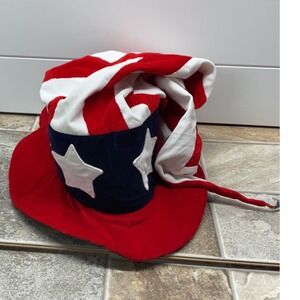 Department 56 Patriotic Uncle Sam Stars Stripes Floppy Top Hat Cotton Nepal